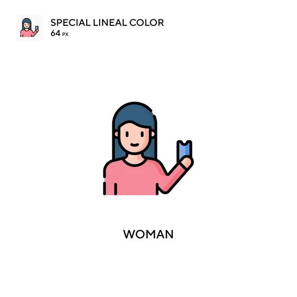 Woman Special Lineal Color Vector Icon Woman Icons Your Business — Stock Vector