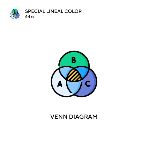 Schema Venn Speciale Icona Vettoriale Colori Lineari Icone Del Diagramma — Vettoriale Stock