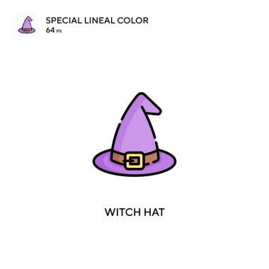 Cadı şapkası özel doğrusal renk vektör simgesi. İş projeniz için cadı şapkası simgeleri