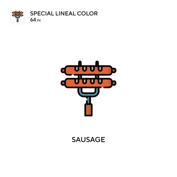 Saucisse Icône Vectorielle Couleur Linéaire Spéciale Icônes Saucisses Pour Votre — Image vectorielle