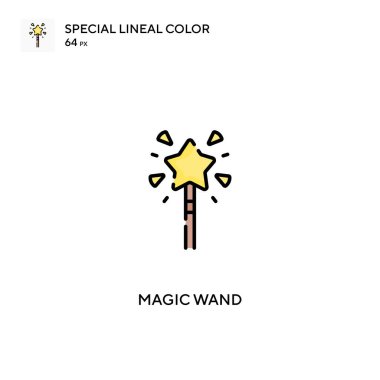 Sihirli değnek özel doğrusal renk vektör simgesi. İş projeniz için sihirli çubuk simgeleri