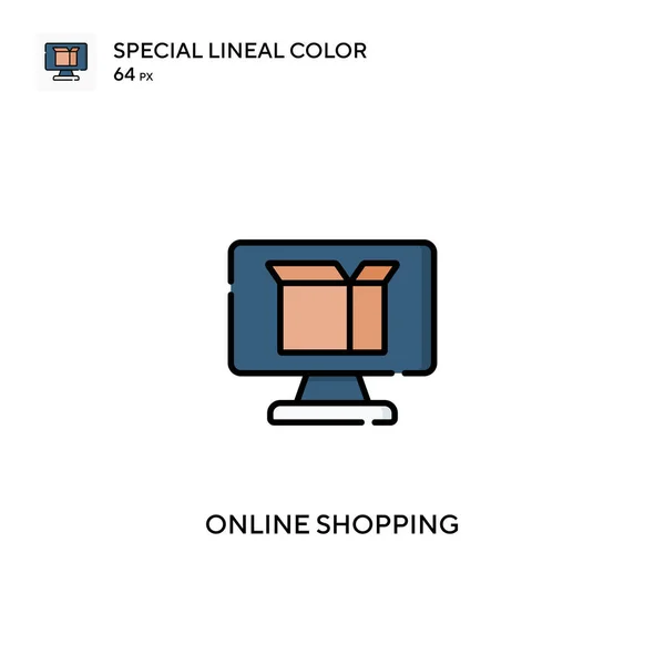 온라인 쇼핑 스페셜 리 너리 컬러 벡터 아이콘. 비즈니스 프로젝트를 위한 온라인 쇼핑 아이콘 — 스톡 벡터