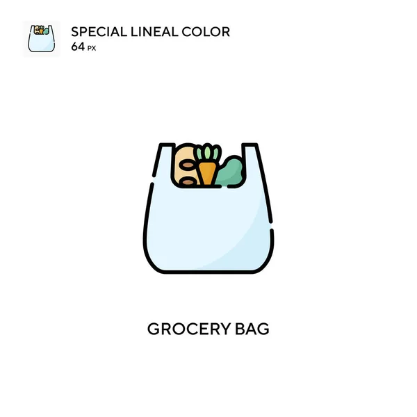 Lebensmitteltasche spezielle lineare Farbvektorsymbol. Symbole für Lebensmitteltaschen für Ihr Geschäftsprojekt — Stockvektor