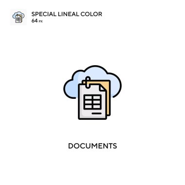 Belgeler özel doğrusal renk vektörü simgesi. İş projeniz için belge simgeleri