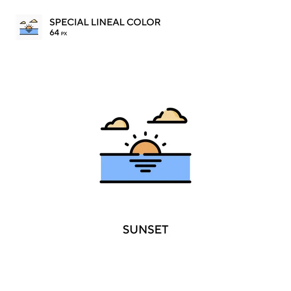 Sunset Special Lineal Color Vector Icon Sunset Icons Your Business — Stock Vector