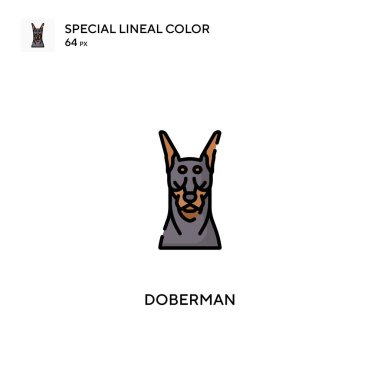 Doberman Özel Doğrusal Renk Vektörü ikonu. İş projeniz için doberman simgeleri