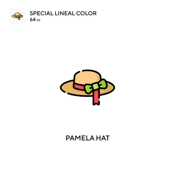 Ikon Vektor Warna Lineal Spesial Topi Pamela Pamela Topi Ikon - Stok Vektor