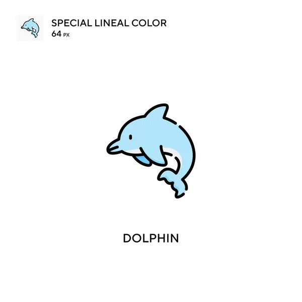 Dolphin Special Linjal Färg Vektor Ikon Dolphin Ikoner För Ditt — Stock vektor