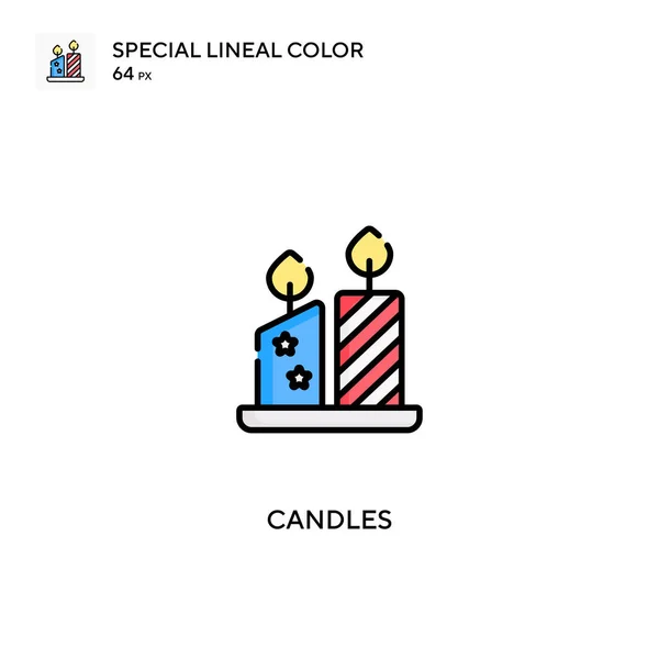 Kerzen Spezielles Lineares Farbvektorsymbol Kerzen Symbole Für Ihr Geschäftsprojekt — Stockvektor