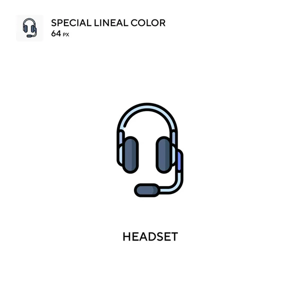 Headset Ícone Vetorial Cor Linear Especial Ícones Fone Ouvido Para — Vetor de Stock