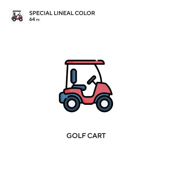 Golf Cart Különleges Lineáris Szín Vektor Ikon Golf Kosár Ikonok — Stock Vector