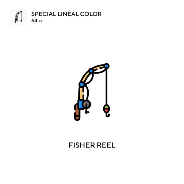 Fisher Reel Special Lineal Color Vector Icon Fisher Reel Icons — Stock Vector