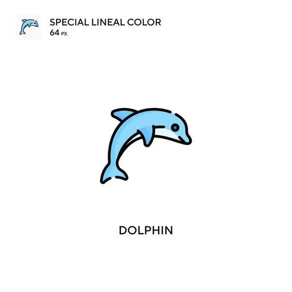 Dolphin Speciale Icona Vettoriale Colore Lineare Icone Delfini Tuo Progetto — Vettoriale Stock