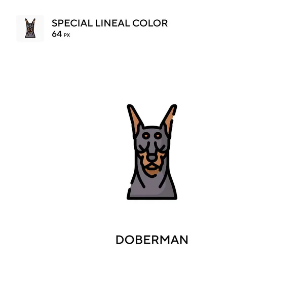 Doberman Icône Vectorielle Couleur Linéaire Spéciale Icônes Doberman Pour Votre — Image vectorielle