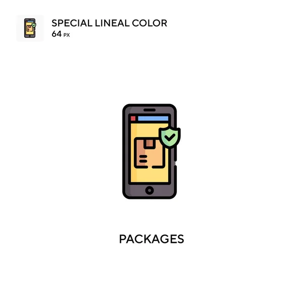 Paquetes Icono Especial Vector Color Lineal Iconos Paquetes Para Proyecto — Archivo Imágenes Vectoriales