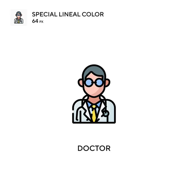 Doctor Especial Icono Vector Color Lineal Iconos Médicos Para Proyecto — Vector de stock
