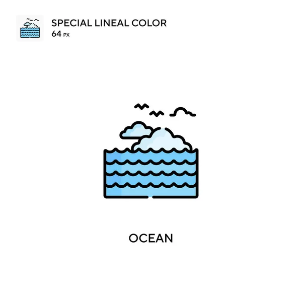 Okyanus Özel Doğrusal Renk Vektörü Ikonu Projeniz Için Okyanus Simgeleri — Stok Vektör