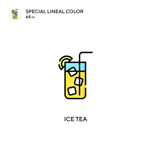Iste Speciell Linjal Färg Vektor Ikon Ice Tea Ikoner För — Stock vektor