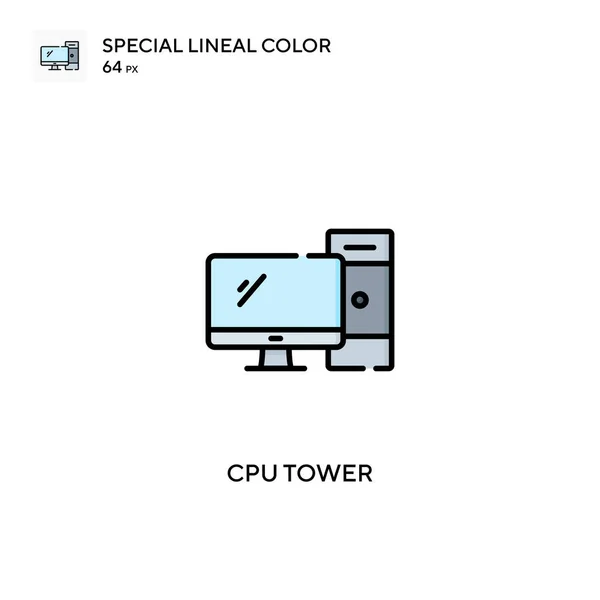 Cpu Tower Special Lineal Color Vector Icon Cpu Tower Icons — Stock Vector