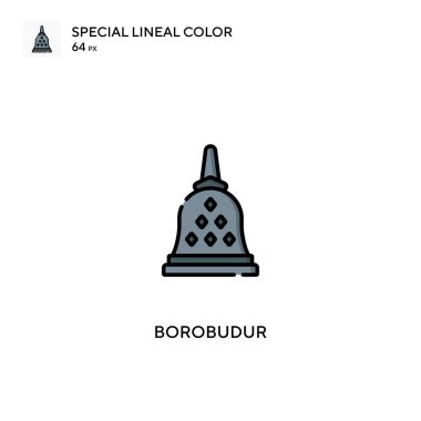 Borobudur özel doğrusal renk vektörü simgesi. İş projeniz için Borobudur simgeleri