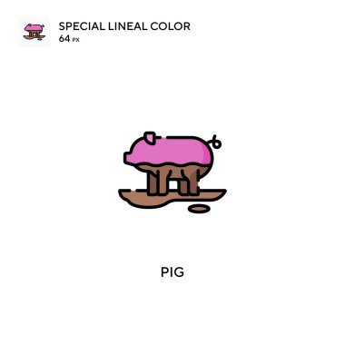 Domuz Özel Çizgisel Renk Vektörü simgesi. İş projeniz için domuz simgeleri
