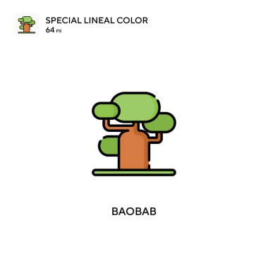 Baobab özel doğrusal renk vektör simgesi. İş projeniz için Baobab simgeleri