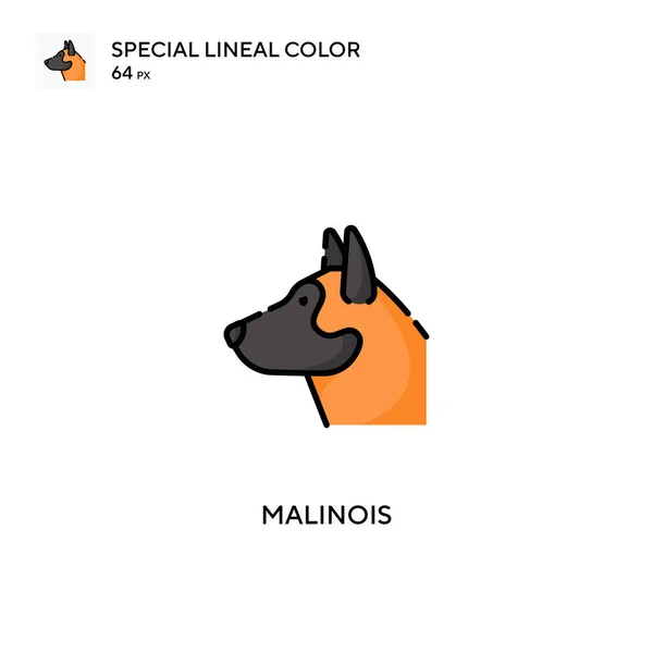 Malinois Icône Vectorielle Couleur Linéaire Spéciale Icônes Malinois Pour Votre — Image vectorielle