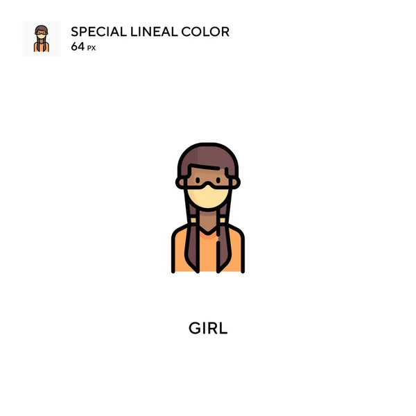 Дівчина Спеціальний Лінійний Колір Вектор Значок Дівчина Іконки Вашого Бізнес — стоковий вектор