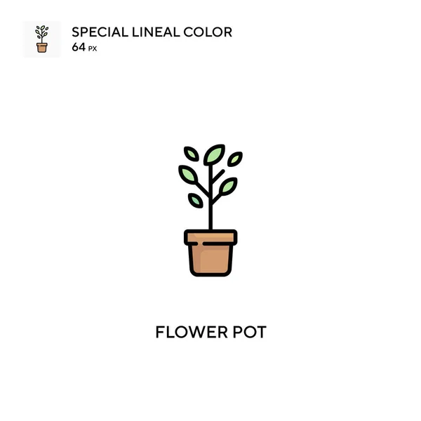 Pot Fleurs Icône Vectorielle Couleur Linéaire Spéciale Icônes Pot Fleurs — Image vectorielle