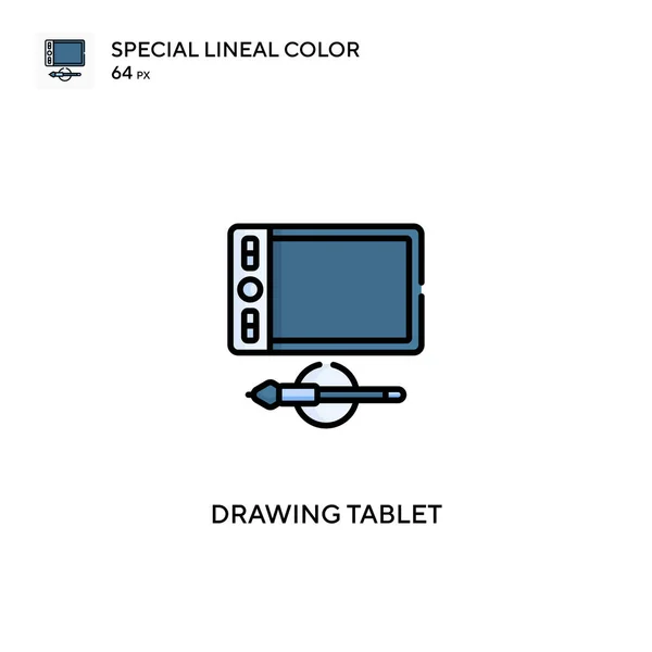 Tablica Rysunkowa Specjalna Ikona Wektora Koloru Liniowego Rysowanie Ikon Tabletów — Wektor stockowy