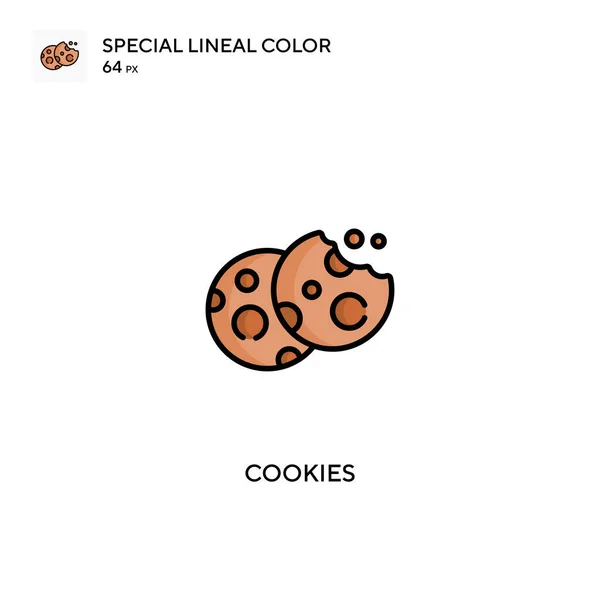 Cookies Icono Especial Vector Color Lineal Iconos Cookies Para Proyecto — Vector de stock