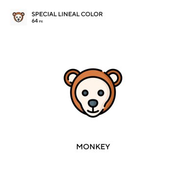 Maymun Özel Çizgisel Renk Vektörü simgesi. İş projeniz için maymun simgeleri