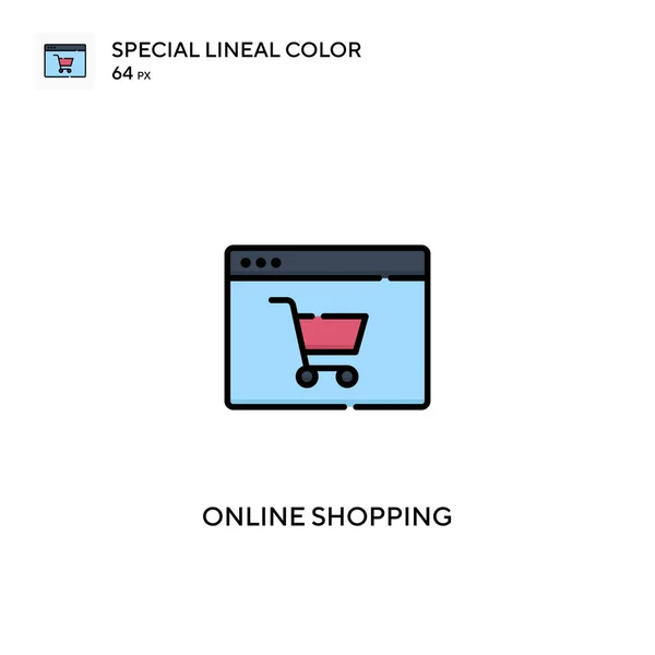 Online Shopping Spezielles Lineares Farbvektorsymbol Online Shopping Symbole Für Ihr — Stockvektor