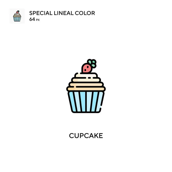 Cupcake特殊线形彩色矢量图标 为您的商业项目设计的蛋糕图标 — 图库矢量图片