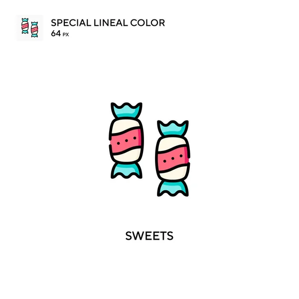 Sweets Különleges Lineáris Színvektor Ikon Édességikonok Üzleti Projektjéhez — Stock Vector