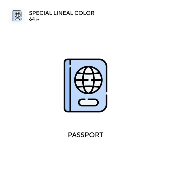 Passeport Icône Vectorielle Couleur Linéaire Spéciale Icônes Passeport Pour Votre — Image vectorielle