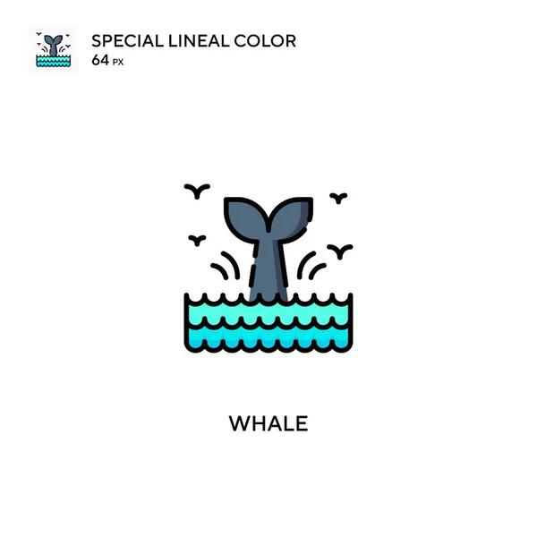 クジラ特殊線色ベクトルアイコン あなたのビジネスプロジェクトのクジラのアイコン — ストックベクタ