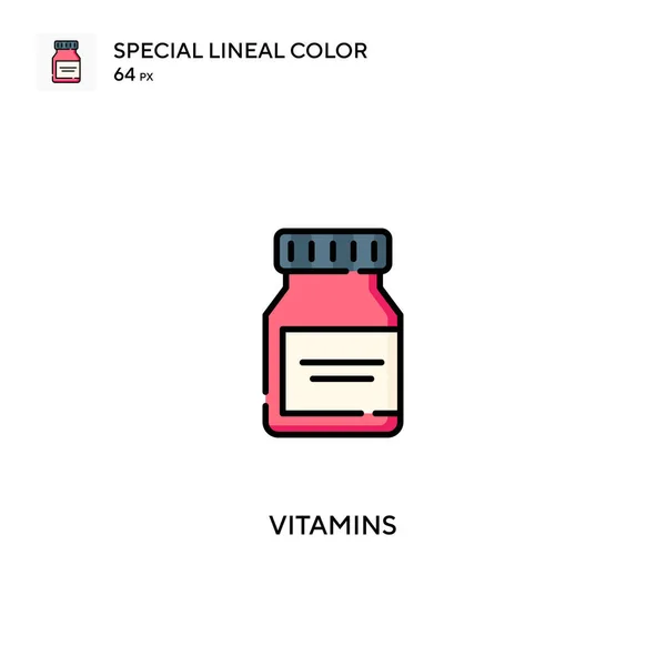 Vitaminas Icono Especial Vector Color Lineal Iconos Vitaminas Para Proyecto — Vector de stock