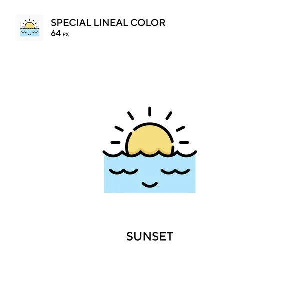 Sunset Speciální Lineární Barevný Vektor Ikony Ikony Západu Slunce Pro — Stockový vektor