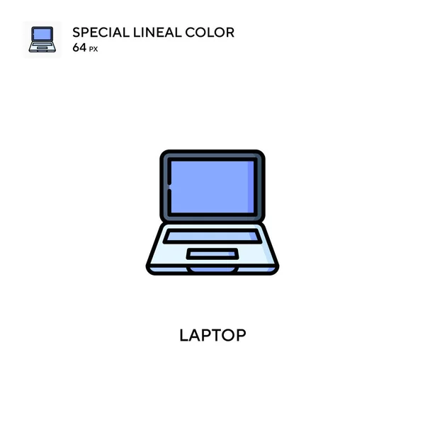 ノートパソコン特殊線型カラーベクトルアイコン ビジネスプロジェクトのラップトップアイコン — ストックベクタ