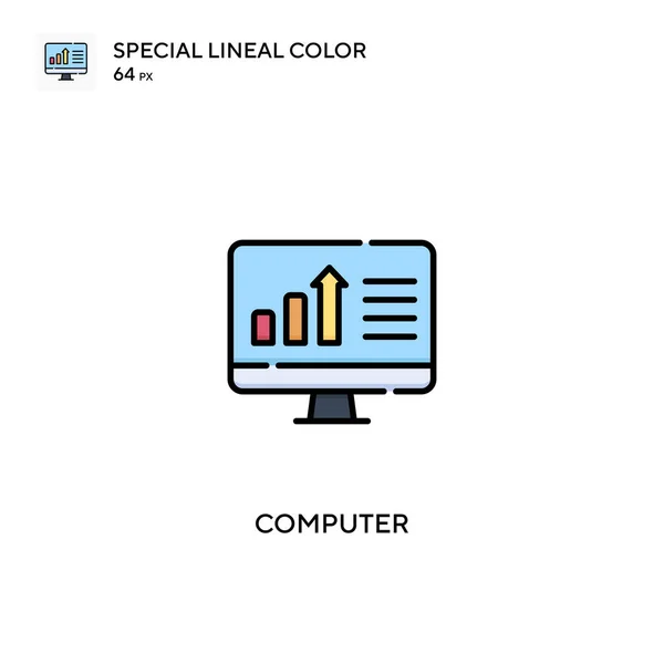 Ordenador Icono Vector Color Lineal Especial Iconos Ordenador Para Proyecto — Vector de stock