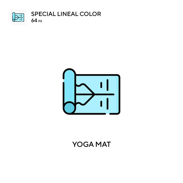Tapis Yoga Icône Vectorielle Couleur Linéaire Spéciale Tapis Yoga Icônes — Image vectorielle