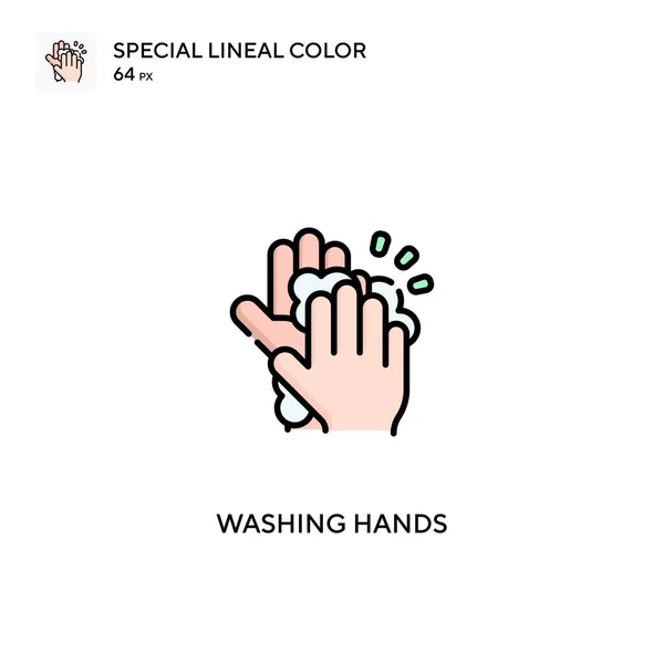 Wassen Handen Speciale Lineal Kleur Vector Icoon Handen Wassen Pictogrammen — Stockvector