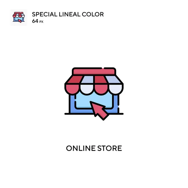 Tienda Online Icono Especial Vector Color Lineal Iconos Tienda Online — Vector de stock