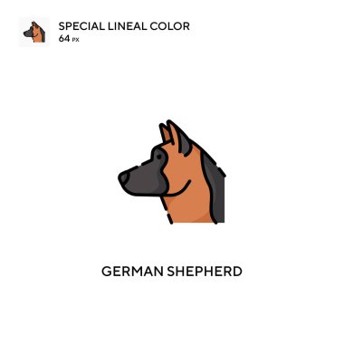 Alman çoban köpeği özel doğrusal renk vektör ikonu. İş projeniz için Alman çoban simgeleri