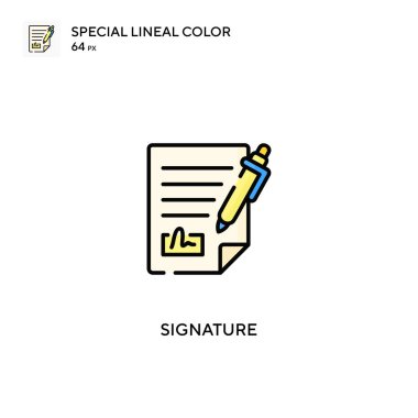 İmza Özel doğrusal renk vektörü simgesi. İş projeniz için imza simgeleri