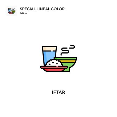 İftar Özel doğrusal renk vektörü simgesi. İş projeniz için iftar simgeleri