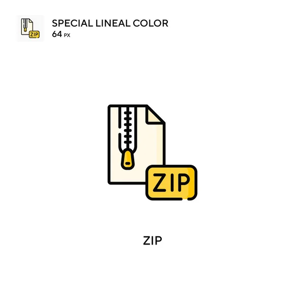 Zip Icono Especial Vector Color Lineal Iconos Zip Para Proyecto — Vector de stock