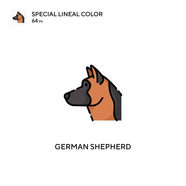 German Shepherd Special Lineal Color Vector Icon German Shepherd Icons — Stock Vector