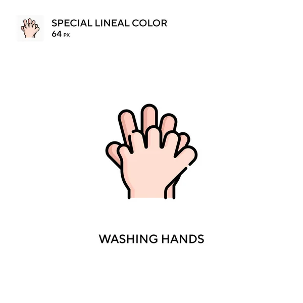 Wassen Handen Speciale Lineal Kleur Vector Icoon Handen Wassen Pictogrammen — Stockvector